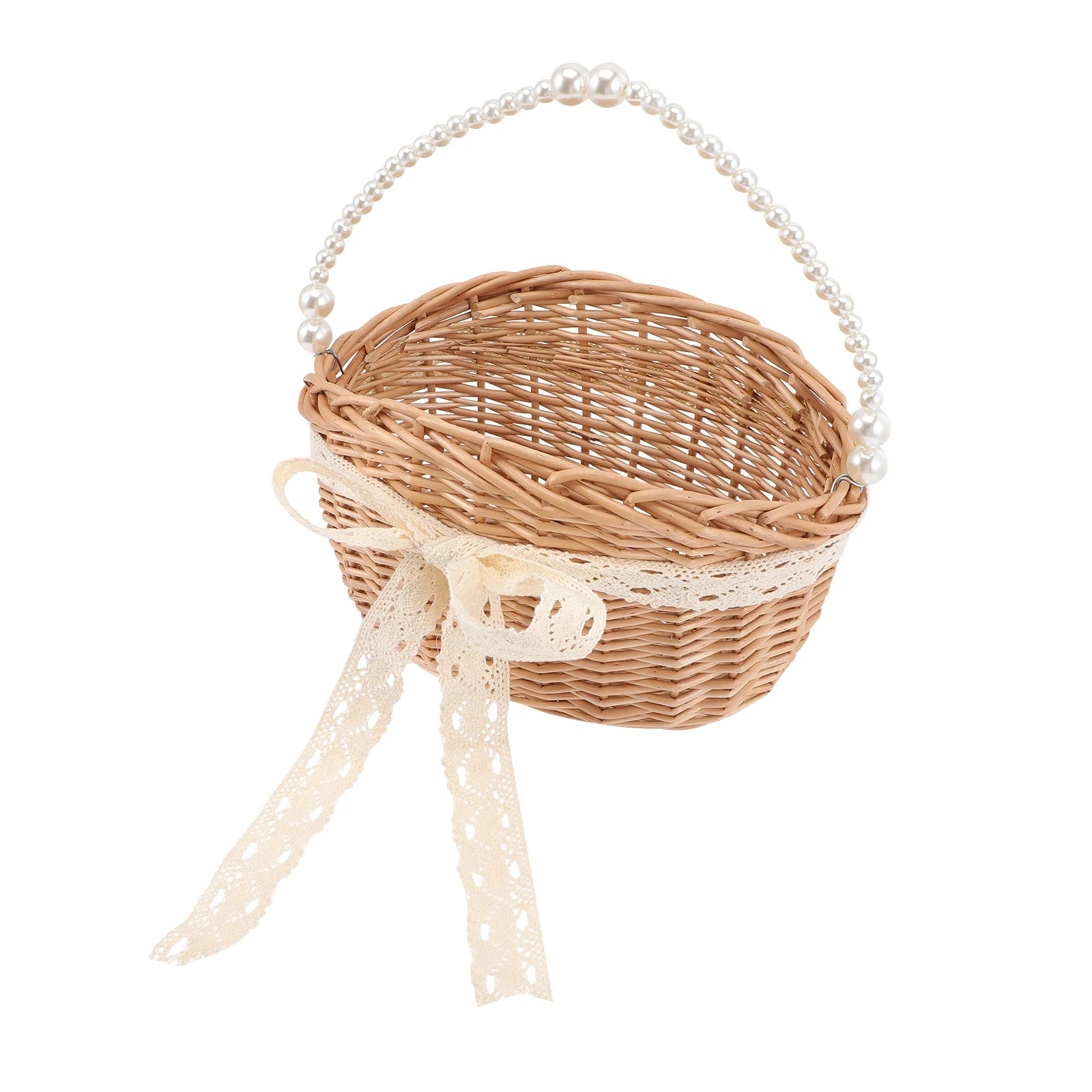 

Basket Flower Woven Wedding Pearl Storage Rattan Wicker Seagrass Baskets Willow Decorative Picnic Fruit Farmhouse