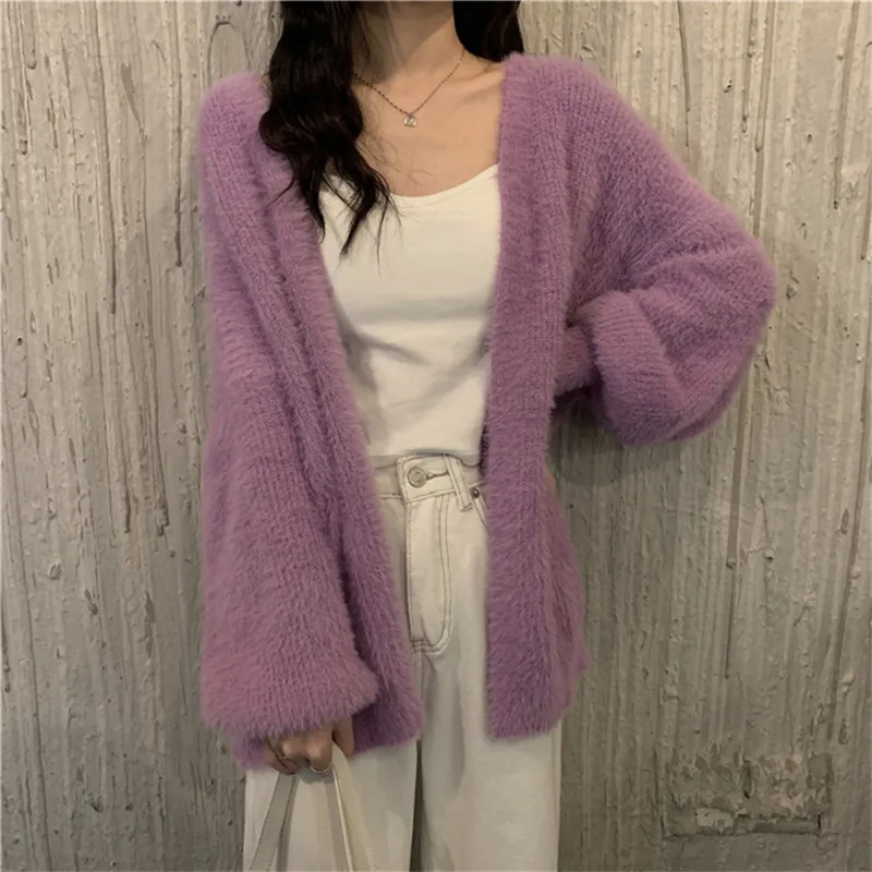 

All Match Autumn Winter Woman Casual Knitted Sweater Cardigan Women's Loose Super Soft Coat Simple Warm Gentle Sexy Cool Girl