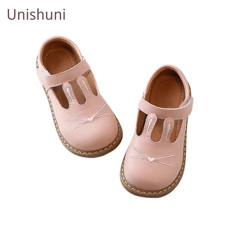 Children Shoes for Girls Elegant Princess Shoes for Girls Kids Loafers Platform Flats Non-Slip Vintage Floral Rabbit Party Shoe