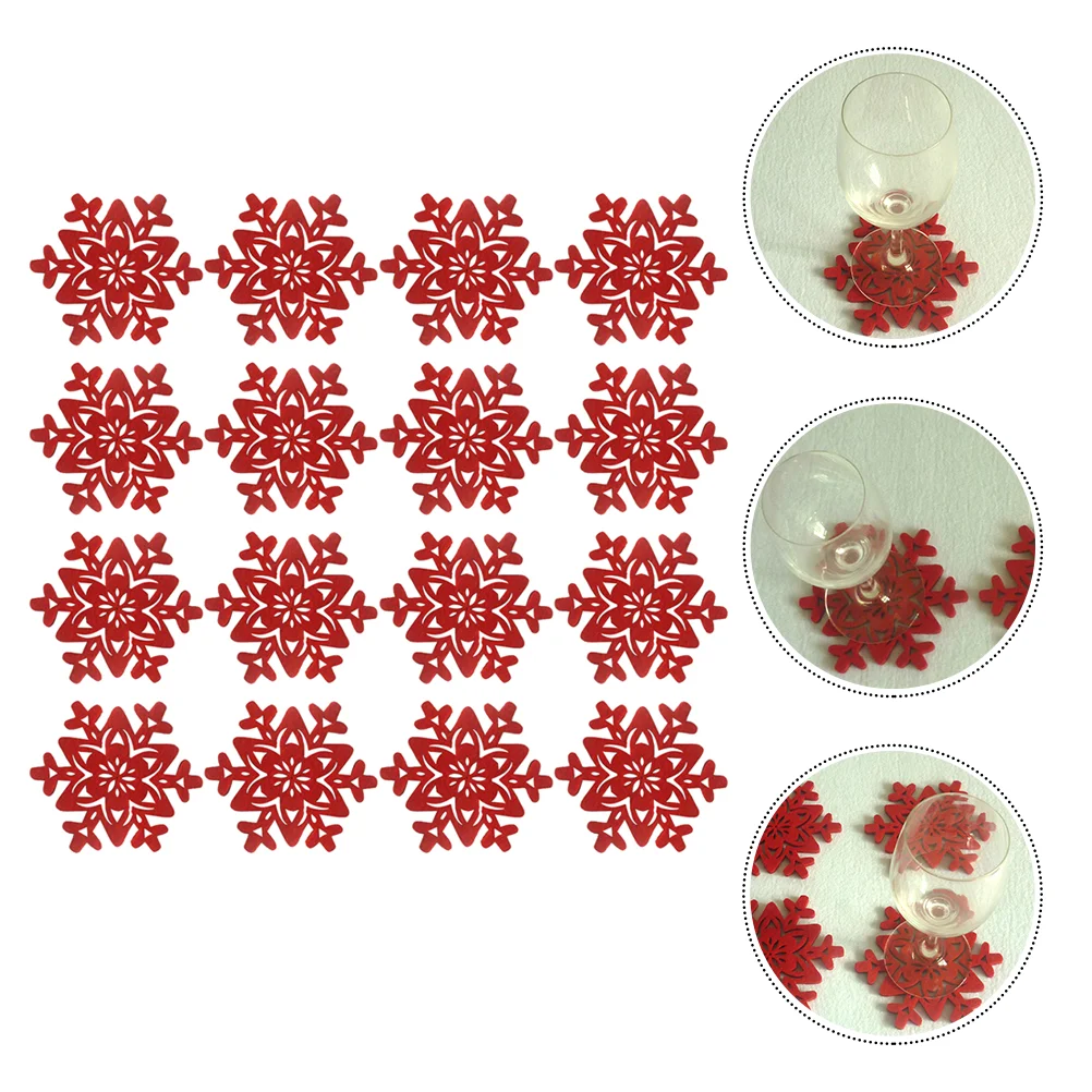 

1 Set 16 Christmas Cup Mats Round Coasters Non-skid Cup Pads