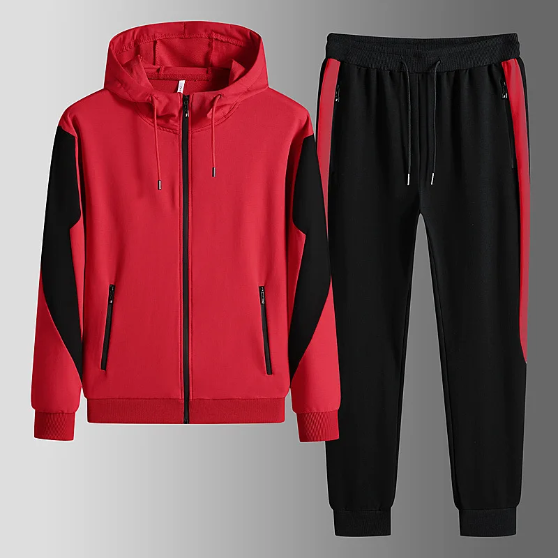 Spring Sports Suit Casual Jogger Sportswear 2 Piece Tracksuit Set Men Autumn Zip Up Hooded Jacket and Sweatpants Male Clothing