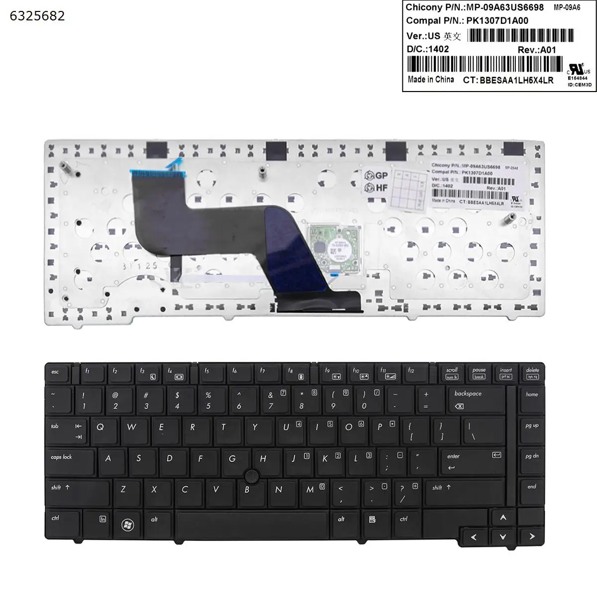 

US Laptop Keyboard for HP EliteBook 8440P 8440W BLACK With Point stick