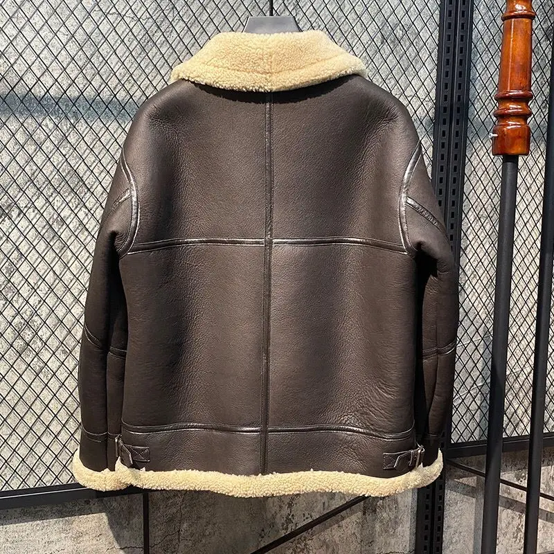 Мужское кашемировое пальто из овчины Коричневое Пальто натуральной с подкладкой