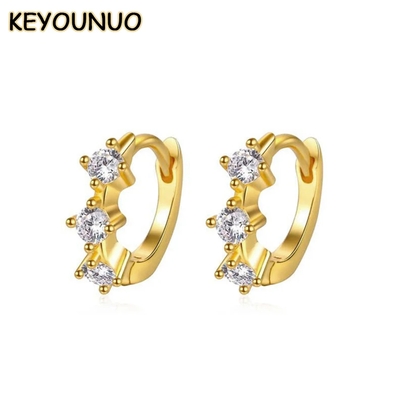 

KEYOUNUO Gold Filled CZ Hoop Earrings For Women Zircon Piercing Small Earrings Fashion Women's Party Wedding Jewelry Wholesale