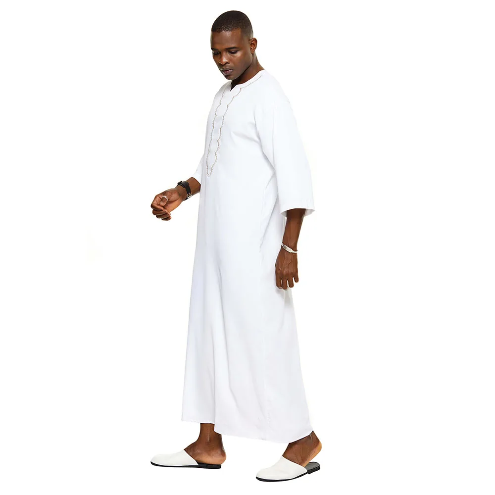Мусульманский модный халат для мужчин 2022 Белые Повседневные Дашики Мужская