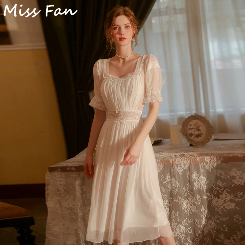 

Пикантная зеленая Милая сетчатая длинная Пижама во французском стиле кружевная ночная рубашка с коротким рукавом женская винтажная ночная...