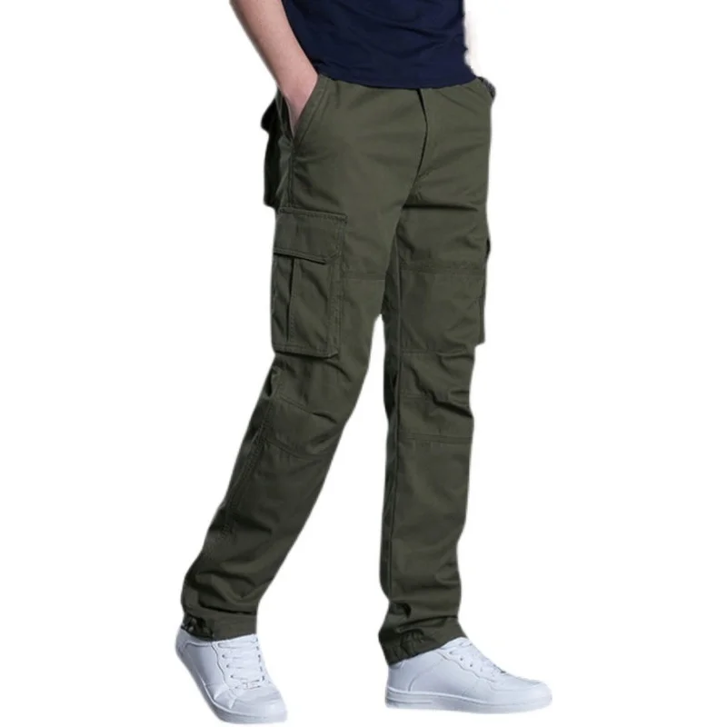 

Men's Overalls Army Cargo Pants Casual Cotton Straight Multi-pocket Baggy Long Trousers Streetwear Military Tactical Pants Homme