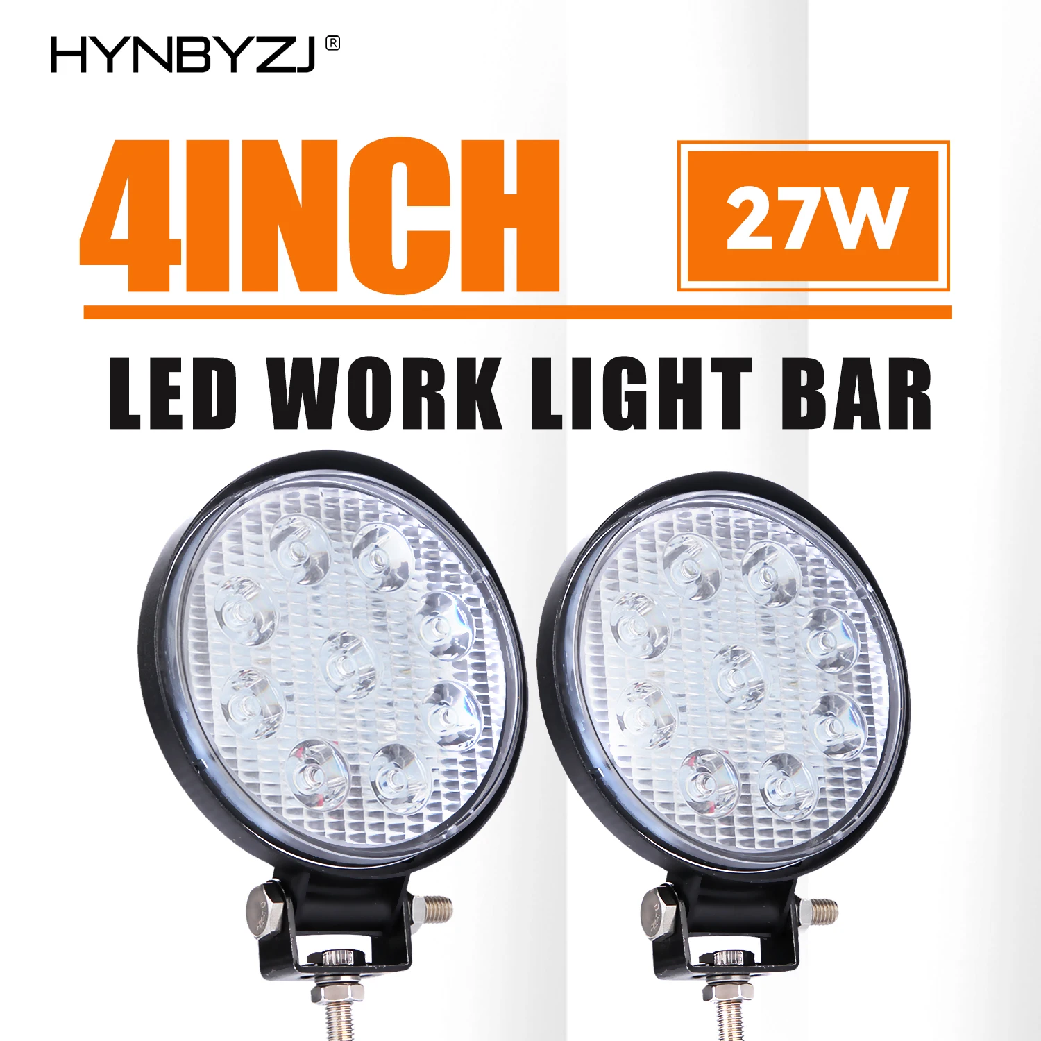 

HYNBYZJ Offroad Round Led Bar12V 24V Car Work Headlight For Car Truct Boat SUV ATV 4x4 Tractor 27W Spotlight LED Light Bar