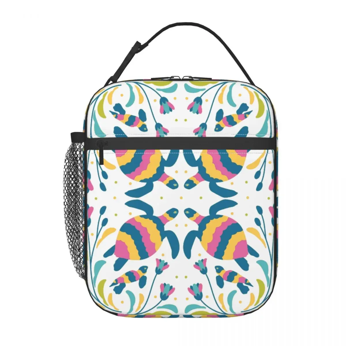 Мексиканские вышитые черепахи Otomi изолированные ланч-сумки с цветочным рисунком