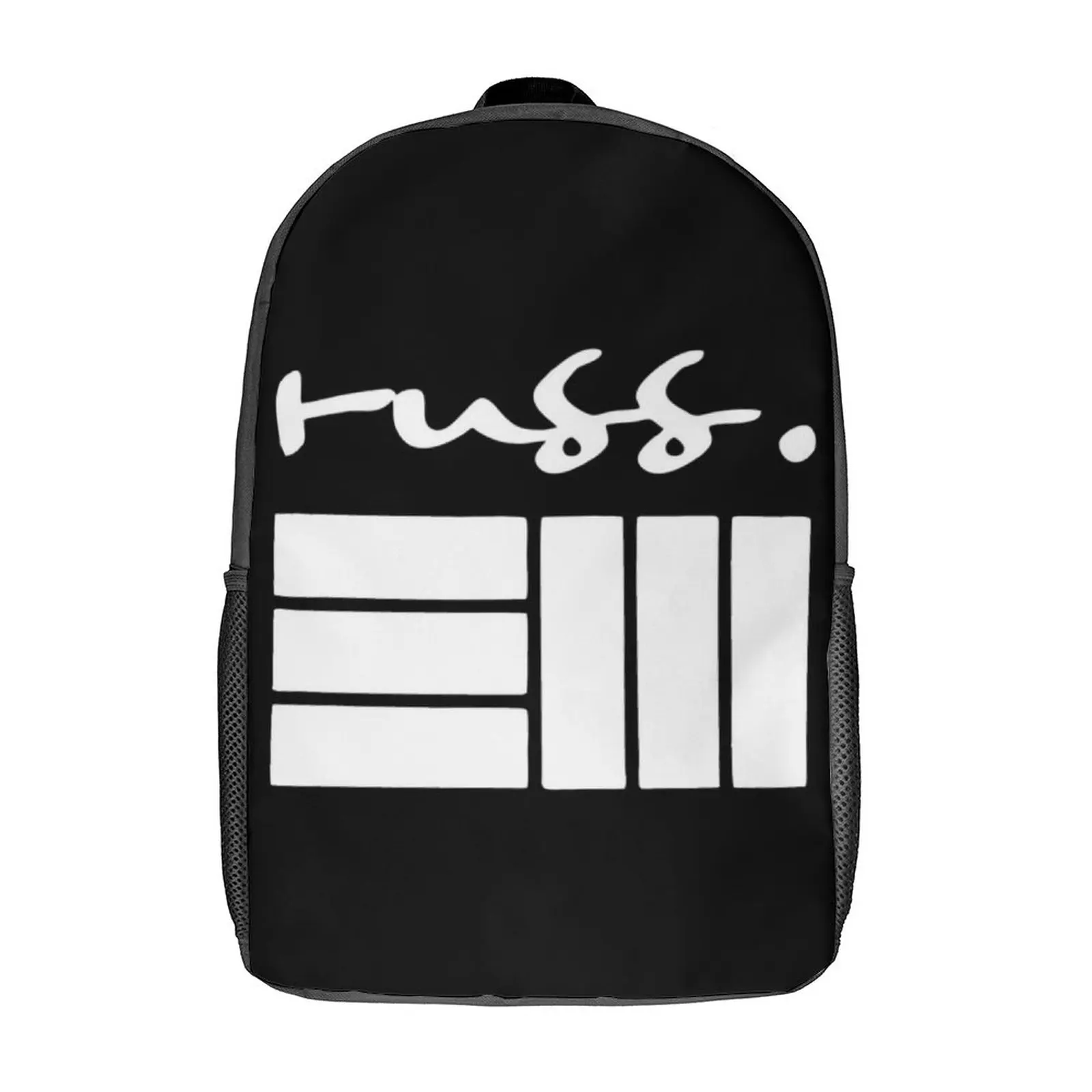 

Лидер продаж, рюкзак Russ с дизайном логотипа, черный, белый художественный мужской походный рюкзак из полиэстера, Дышащие стильные школьные ...