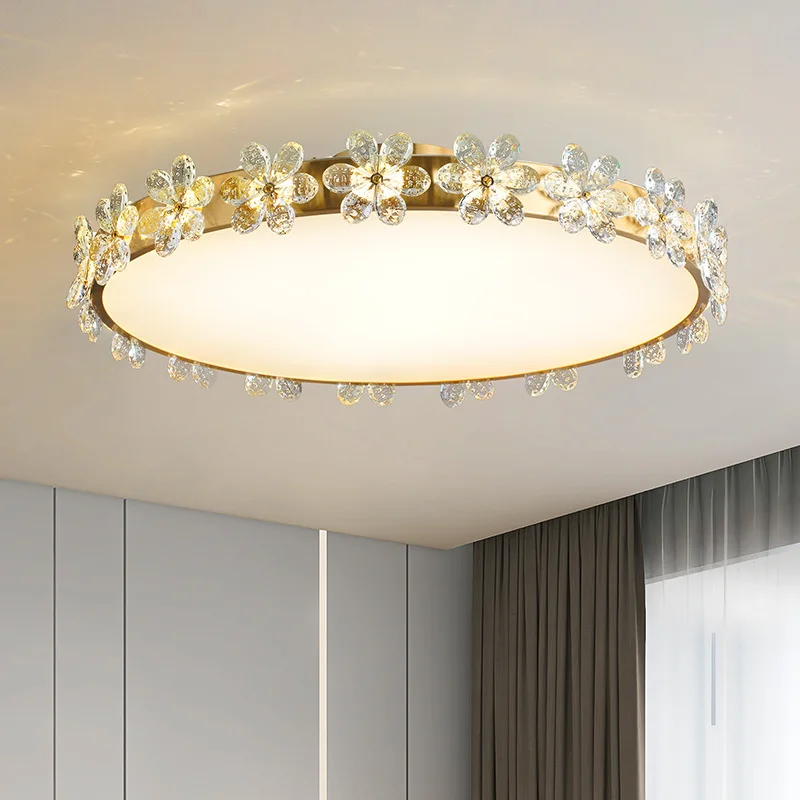 

Luxury Crystal Ceiling Lamp Warm Romantic Creative Children's Room Living Dining Rroom Lighting Crown Bedroom With LED Bulbs