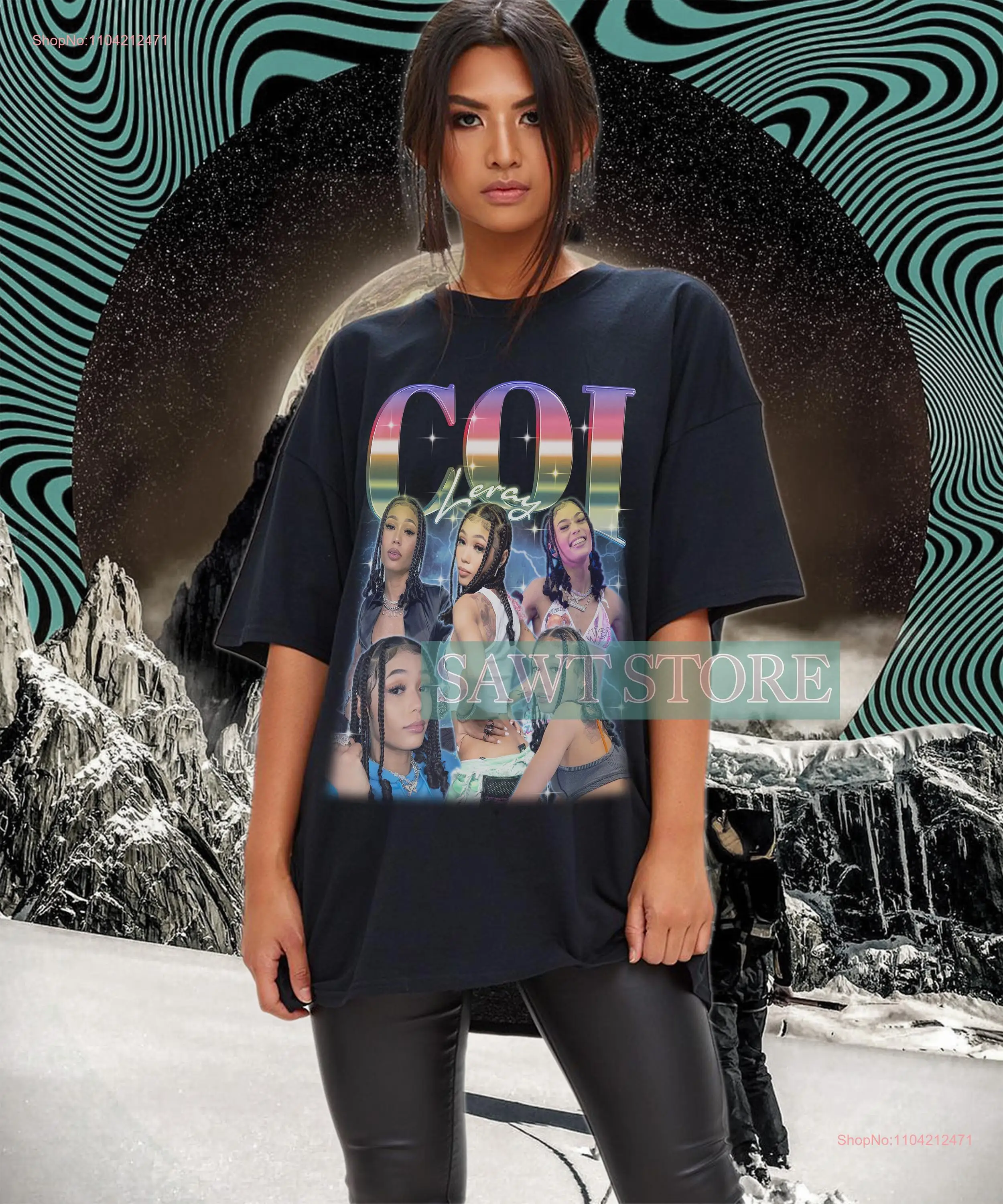 Ограниченная серия COI LERAY Ретро футболка Homage Rapper Fan Винтажный свитер 90-х годов Singer