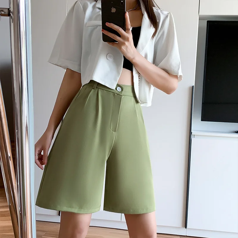 

Suit Shorts 2022 Summer New Women's Korean Version Thin Section High Waist Straight Five-point Pants Loose Casual Wide-leg Pants