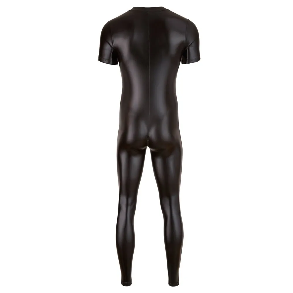 FYXLJJ Mens Faux Leather Zipper Bodysuit Gay Hot Lingerie Leather Catsuit Fetish Clubwear Sexy Barwear Stage Performance Costume