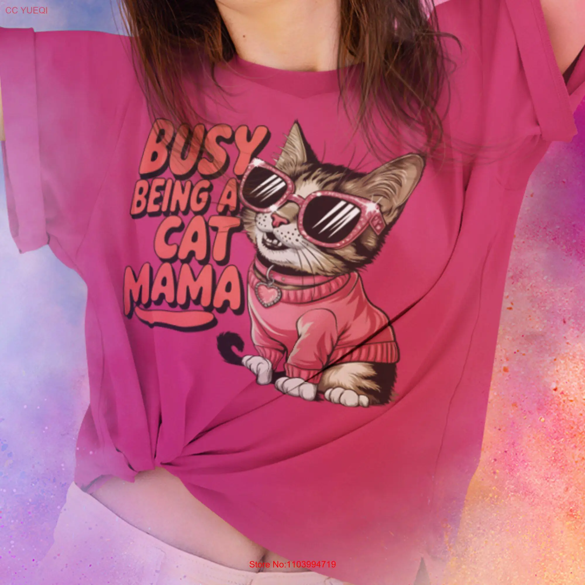 Футболка Cat Mama Being A Mommy s для родителей солнцезащитные очки с котенком мультяшная