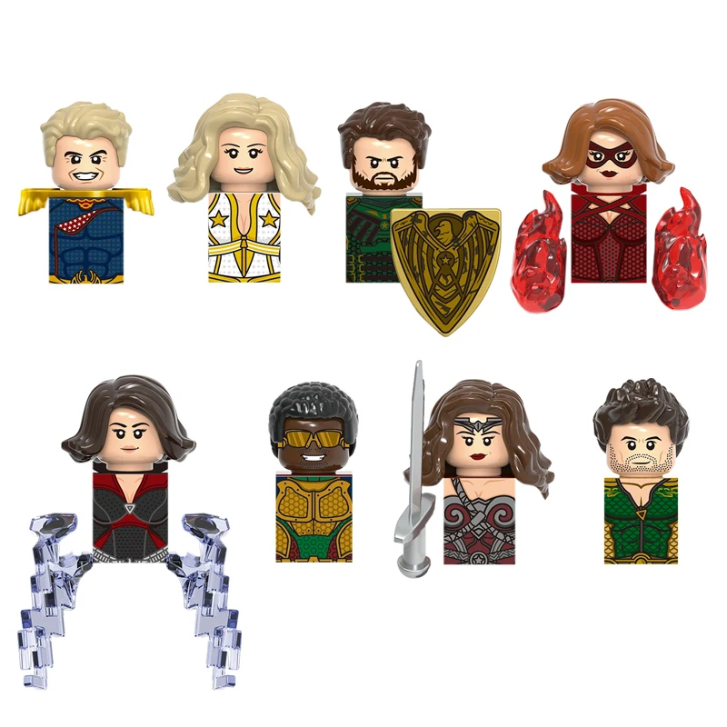 8pcs/lot Anime Homelander Starlight Buliding Blocks Bricks Mini Action Figures Heads series Educational Kids Toys Birthday Gifts - купить по