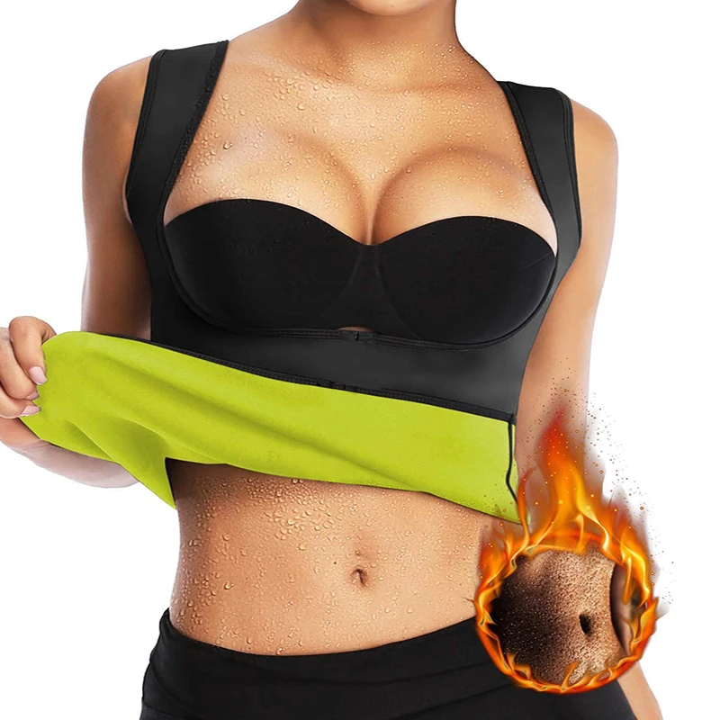 

Women Sauna Body Shaper Vest Thermo Sweat Shapewear Tank Top Slimming Waist Trainer Corset Gym Fitness Hot Workout Zipper Shirt