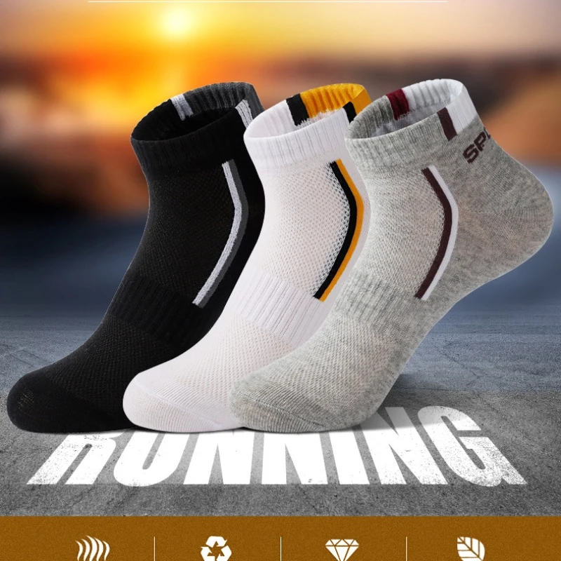 5Pair Fashion Men Boat Socks Summer Autumn Non-slip Silicone Invisible Cotton Sport Running Socks Male Ankle Sock Slippers Meia