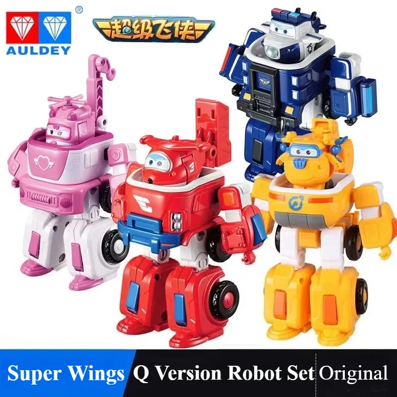 Фото Оригинальный набор AULDEY Wings Q Version Paul Transformation Robo Jett Paul: пожарная машина-трансформер, фигурка, модель, игрушка, подарок для ребенка №1