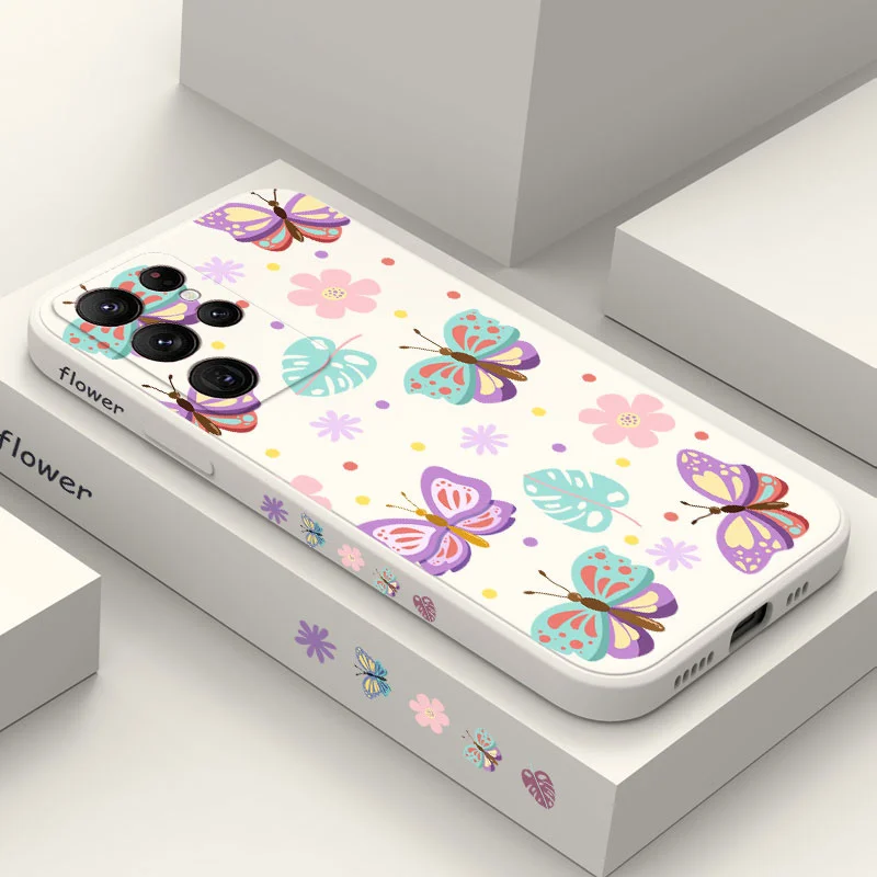 

Beauty Butterfly Phone Case For Samsung Galaxy S22 S21 S20 Ultra Plus FE S10 S9 S10E Note 20 ultra 10 9 Plus Cover