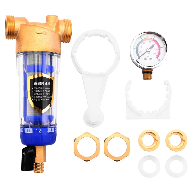 

1 дюймовый медный фильтр для обратной промывки воды, домашний фильтр для воды, трубы, центральный очиститель воды, фильтр для воды