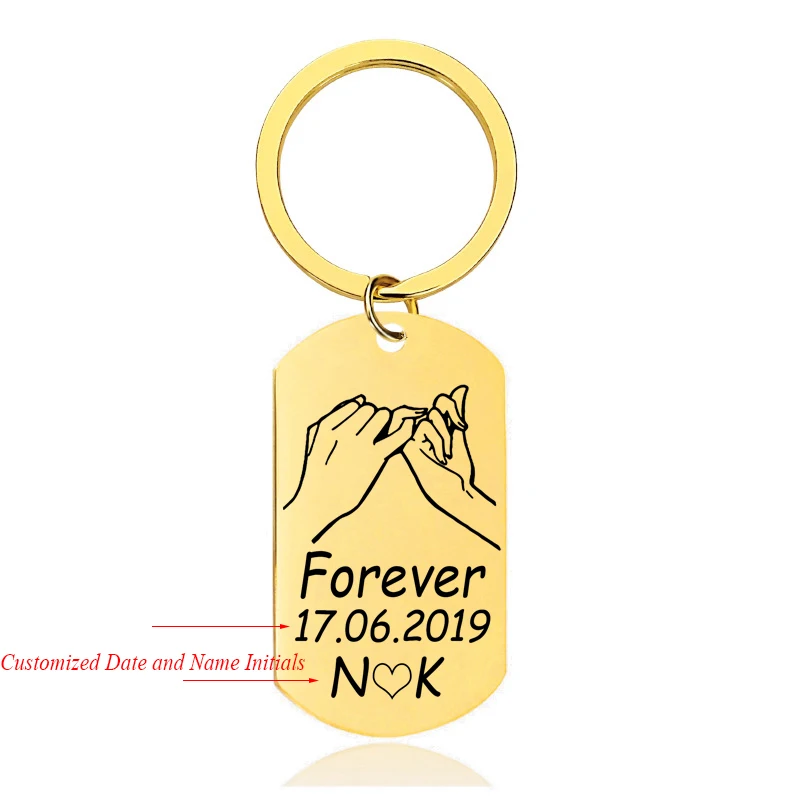 Персонализированный брелок для пар с гравировкой имени даты инициалы из