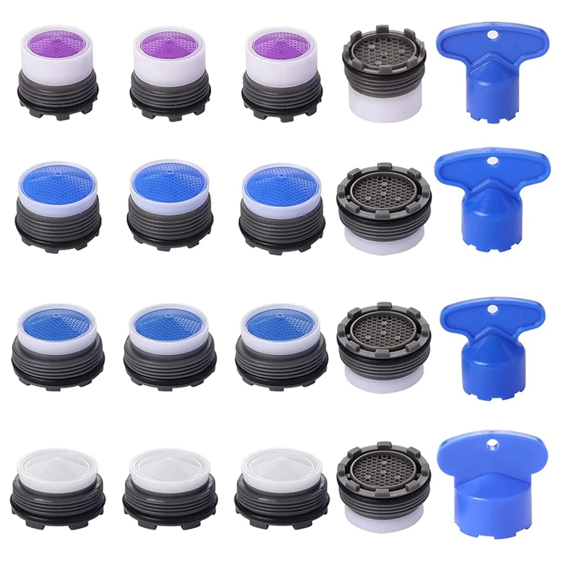 

20Pcs Faucet Aerators, M16.5 M18.5 M21.5 M24 Faucet Cache Aerator Water Saving Flow Restrictor With Key Removal Wrench