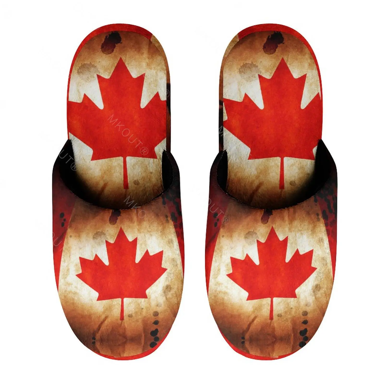 

Canada Flag (19) Warm Cotton Slippers For Men Women Thick Soft Soled Non-Slip Fluffy Shoes Indoor House Slippers Sandles