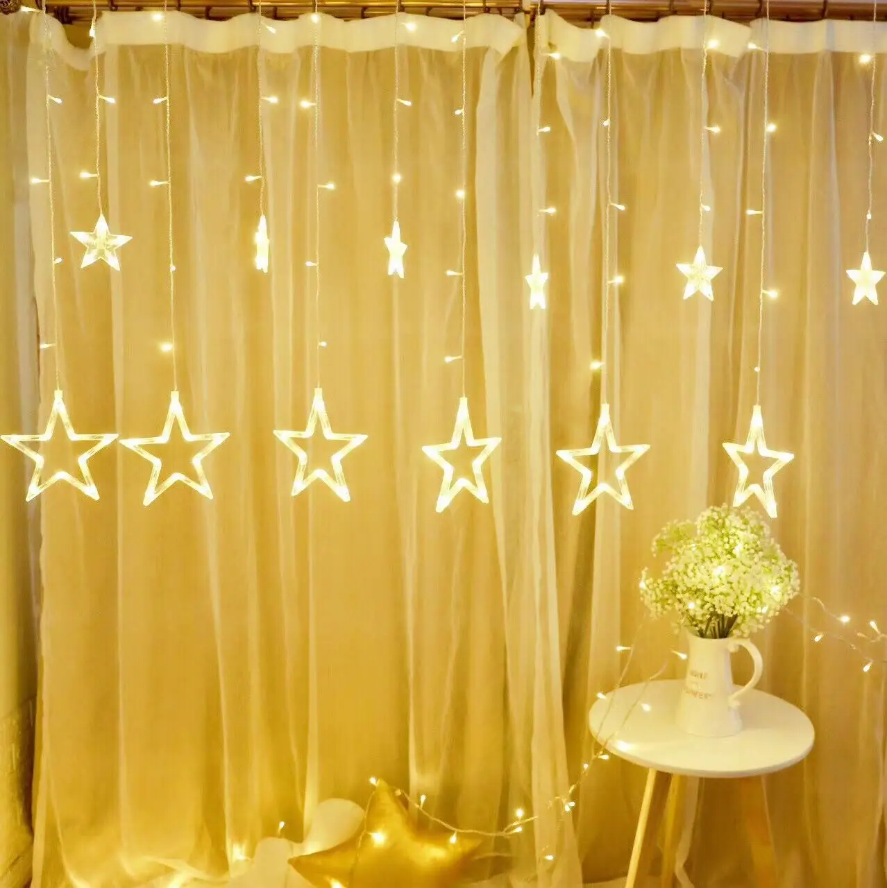 LED Twinkle Star Fairy String Lights Curtain Window Festival Party Wedding Decor