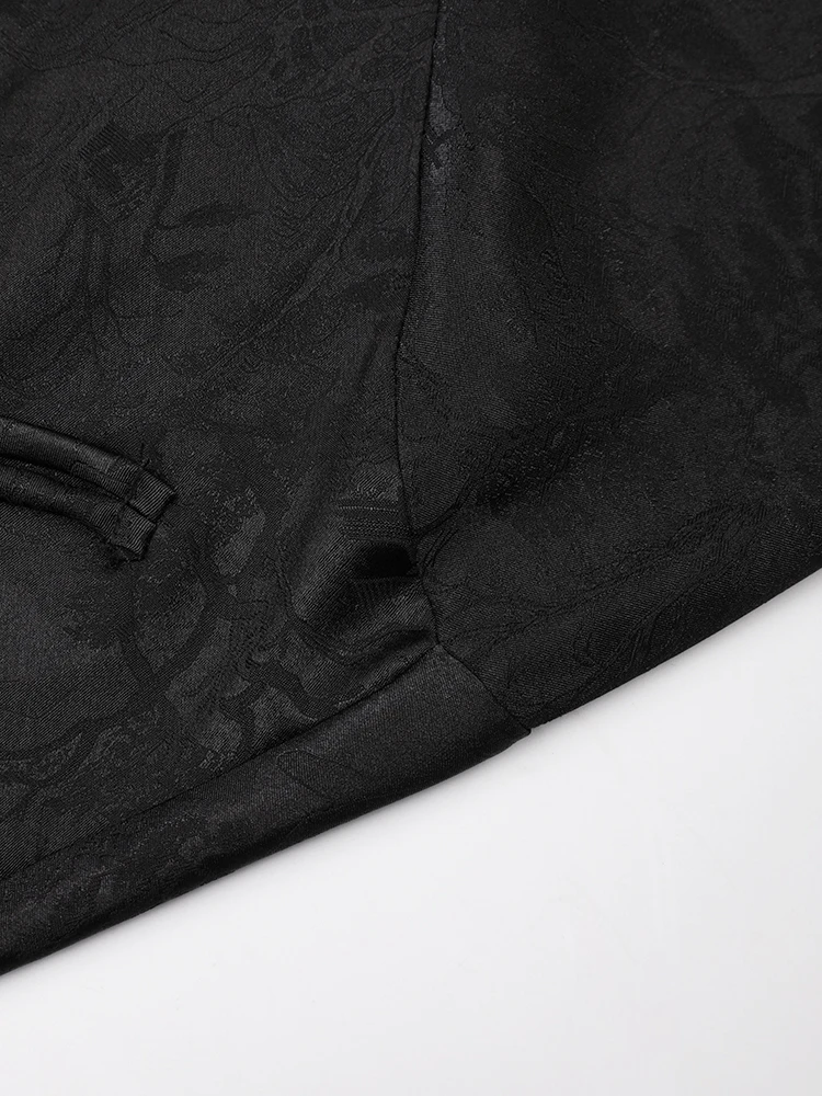 Женская винтажная жаккардовая блузка EAM черная рубашка большого размера с