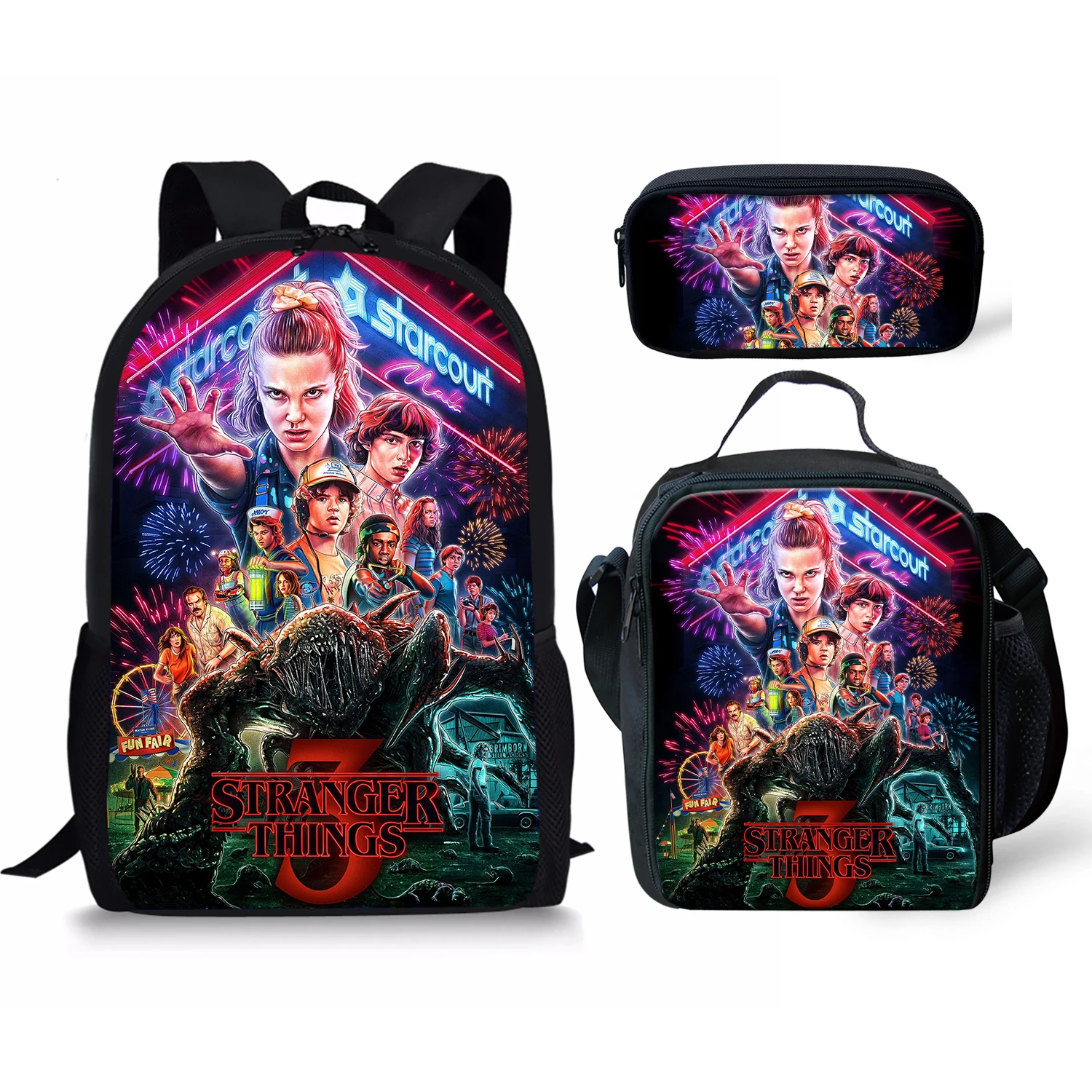Stranger Thing Printing Pattern Backpacks & Pencil Bag & Lunch Bag Personalized Kids Daypack New Design Rucksack for Teenager