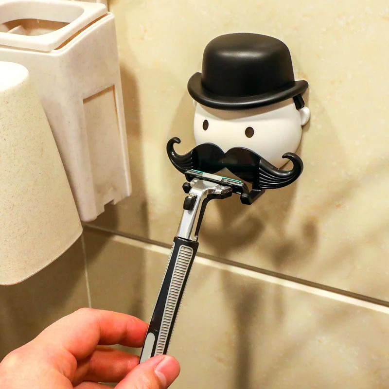

New Moustache Shape Plastic Shaver Holder Bathroom Washroom Wall Sucker Storage Rack Razor Beard Shaver Holder Suction Cup Hook