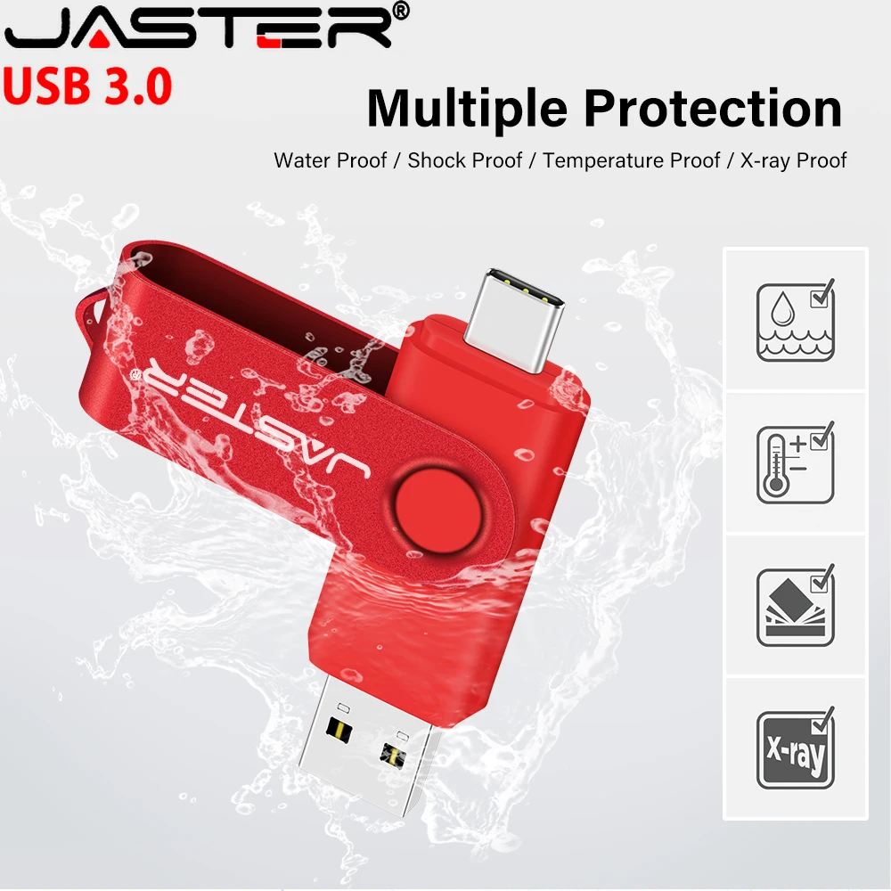 Высокоскоростной флэш-накопитель TYPE-C USB 3.0 64 ГБ вращающийся OTG 32 бесплатный брелок