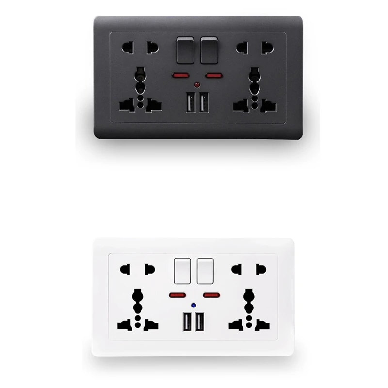 

Standard USB Socket, Embedded Panel, 2.1A Dual USB Port, AC 110-250V, Wall Power Socket 5 Hole Outlet ,UK Plug