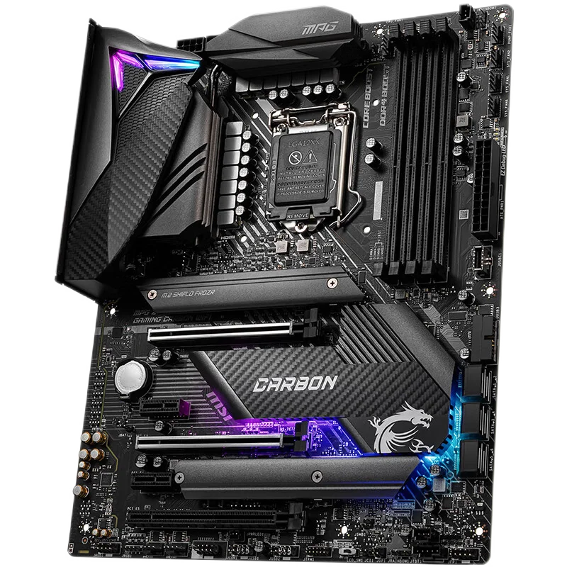 

MSI MPG Z490 GAMING CARBON WIFI LGA 1200 Intel Z490 SATA 6Gb/s ATX Motherboard