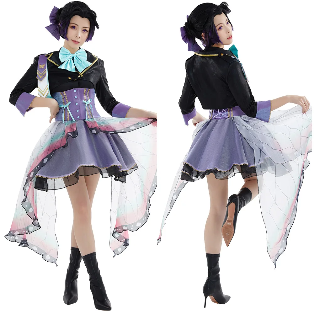 

Anime Demon Slayer Kochou Shinobu Cosplay Costume Lolita Dress Kimono Outfits Halloween Carnival Suit Re-creation Design