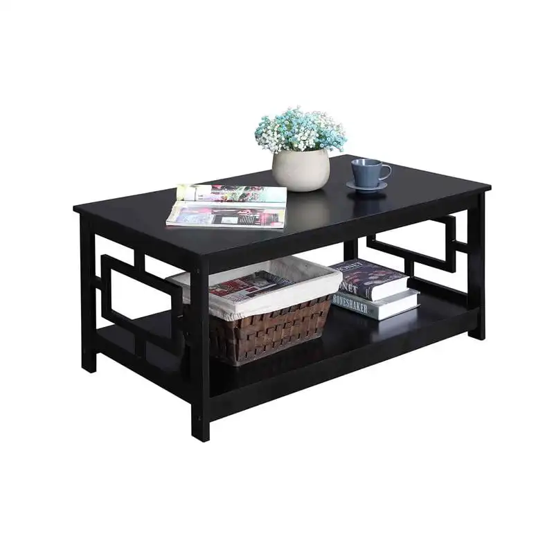 

Town Square Coffee Table with Shelf, Black Living Room Furniture