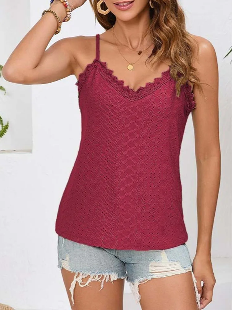 Фото European and American fashion women's solid color water soluble lace sexy spice slim-fit blouse lace halter №3
