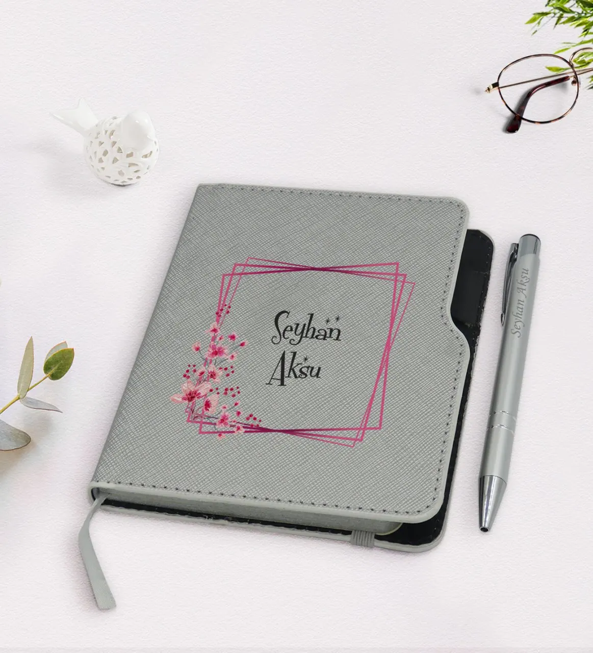 

Personalized Is Gray Thermo Leather Notebook Pen Seti-9