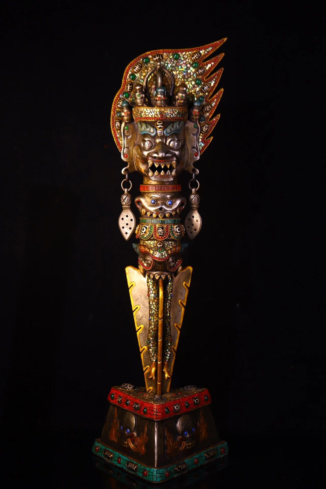 24-дюймовая коллекция тибетского храма старая тианти окрашенная мозаика