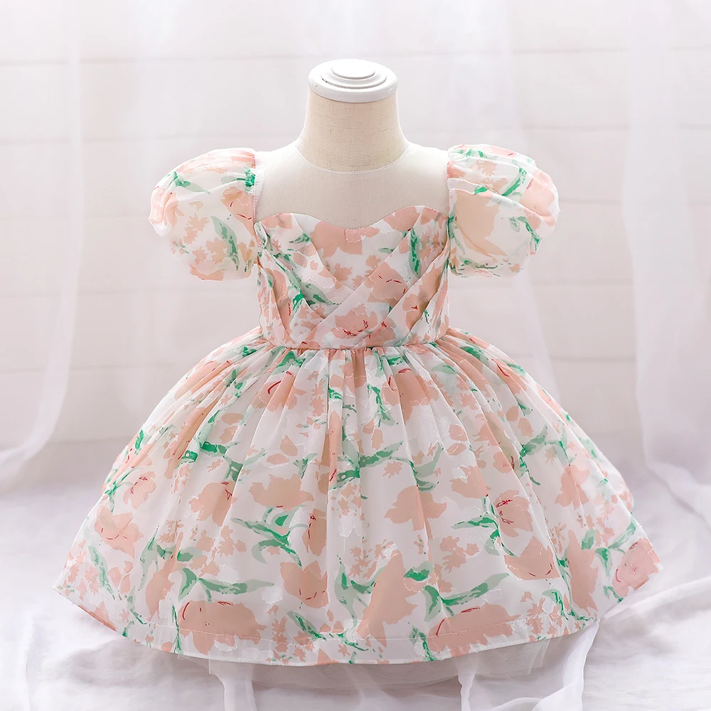 

Baby 1 Year Birthday Princess Dress For Girls Summer Floral Casual Clothes Newborn Christening Gown Baby Party Wedding Ball Gown
