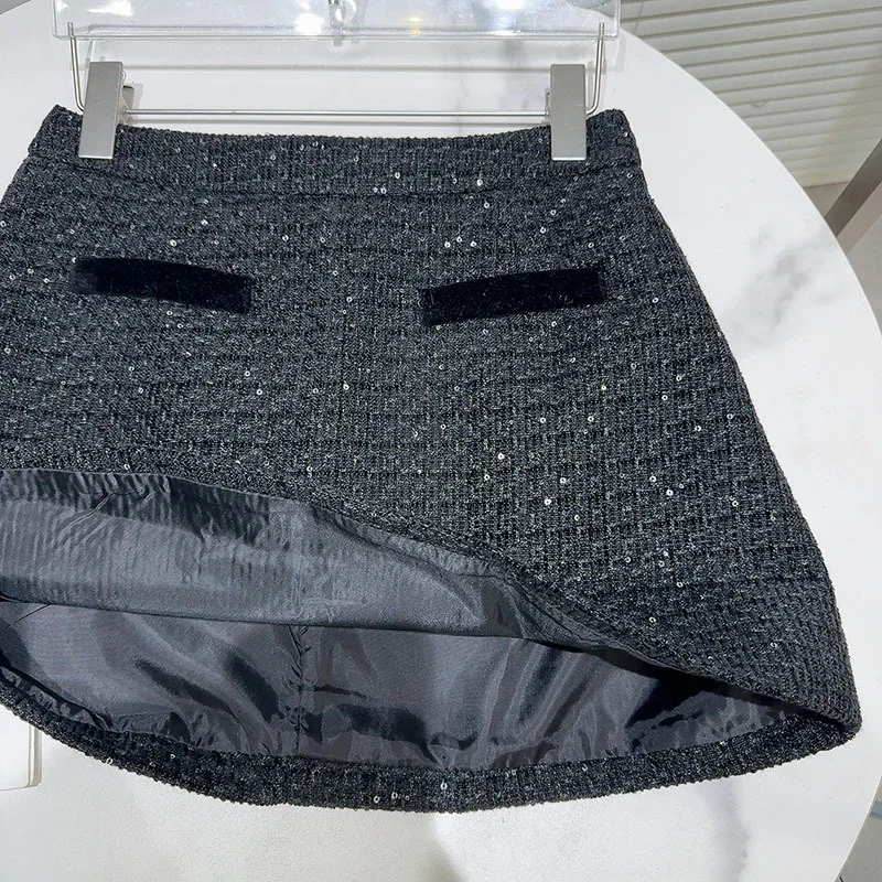 Женский комплект из двух предметов DEAT твидовая короткая куртка с манжетами и