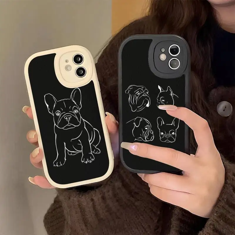 

French Bulldog Phone Case Hard Leather Phone Case for iPhone 13 12 Mini 11 14 Pro Max Xs X Xr 7 8 Plus 6 6s Se 2022 silicone