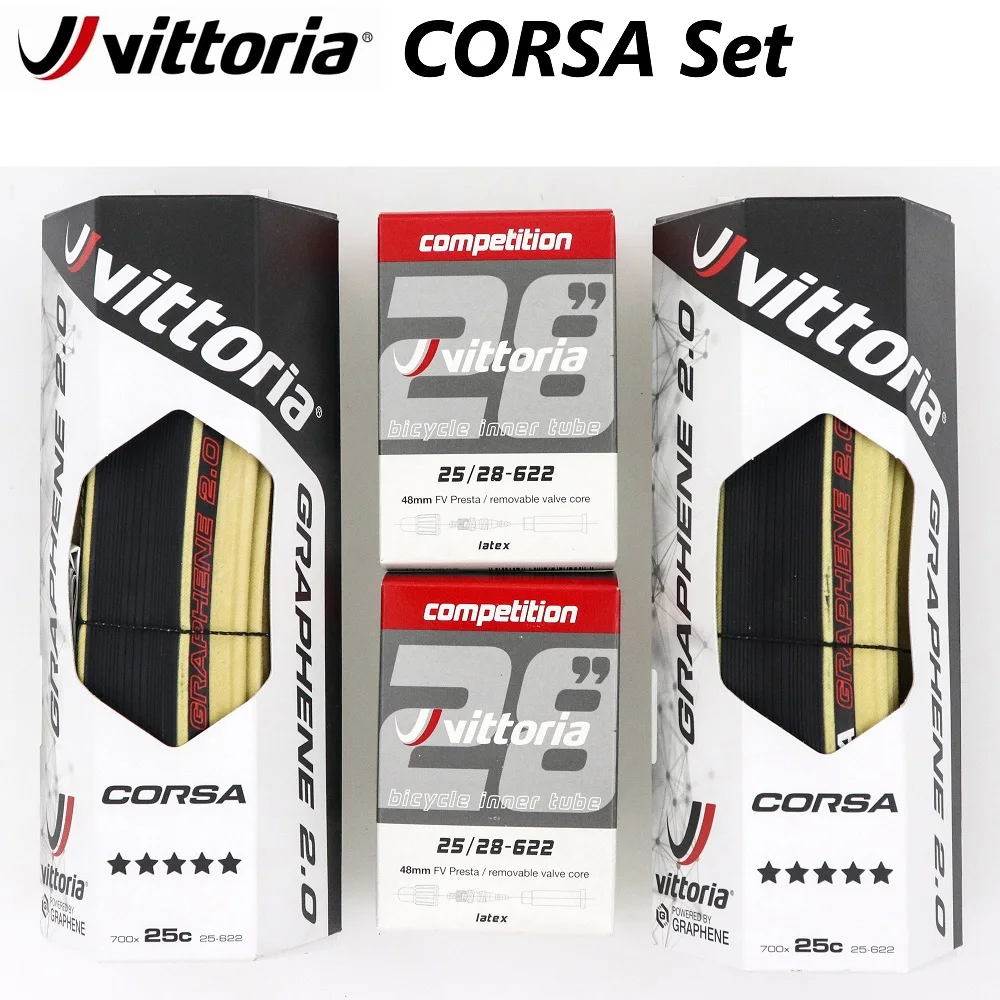 

Пара Vittoria Corsa Control G + Graphite Racing 2,0 700x2 5/28 мм 28 дюймов набор складных шин w/ 2 соревновательных латексных трубок