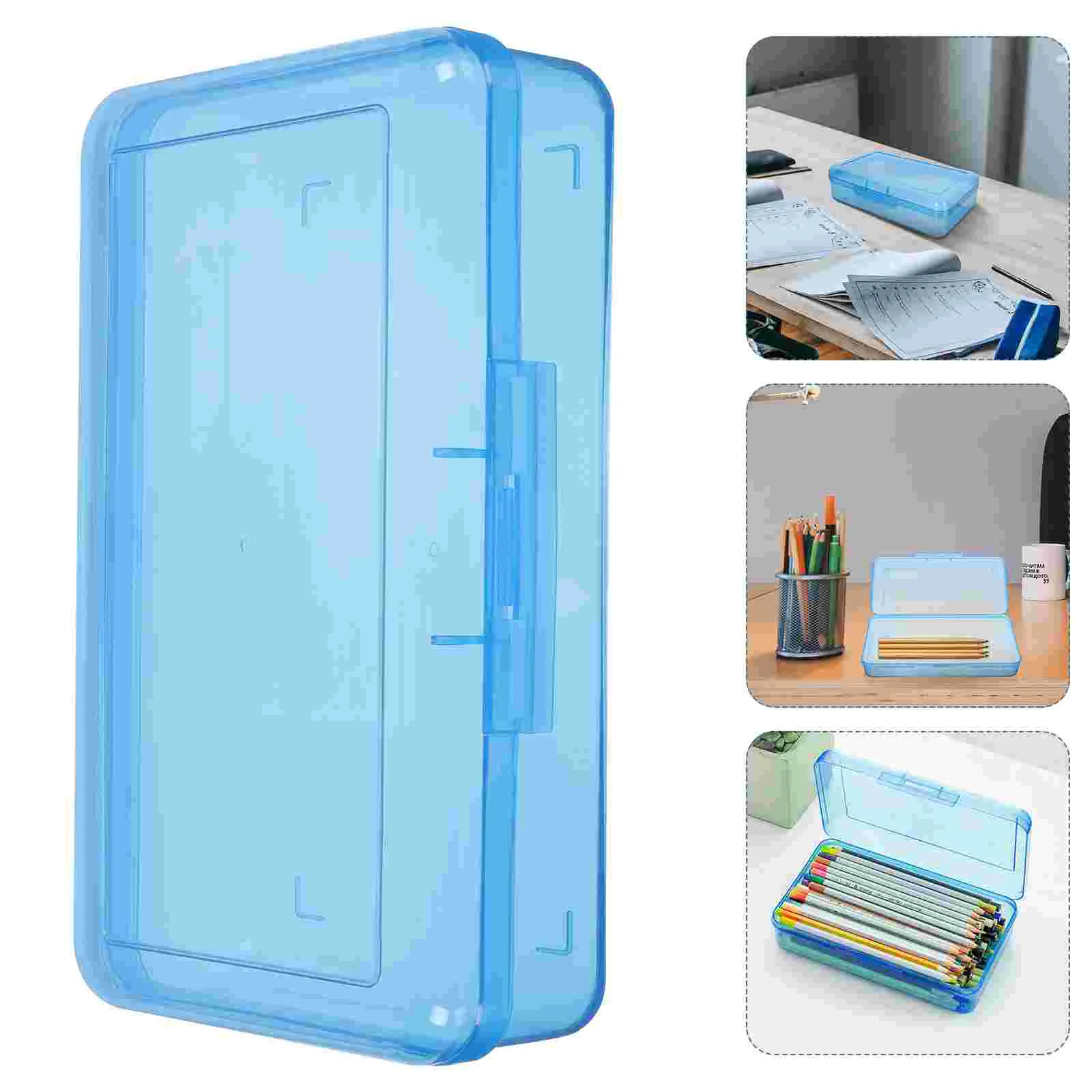

1Pc Plastic Stackable Storage Box with Buckle Sealing Cover for Students