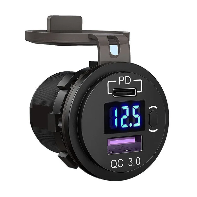 Car USB Charger QC3.0 PD Type C USB with Switch Socket for 12V/24V Vehicles Boat Motorcycle SUV Bus Truck Caravan Marine Car USB Charger QC3.0 PD Type C USB with Switch Socket for 12V/24V Vehicles Boat Motorcycle SUV Bus Truck Caravan Marine