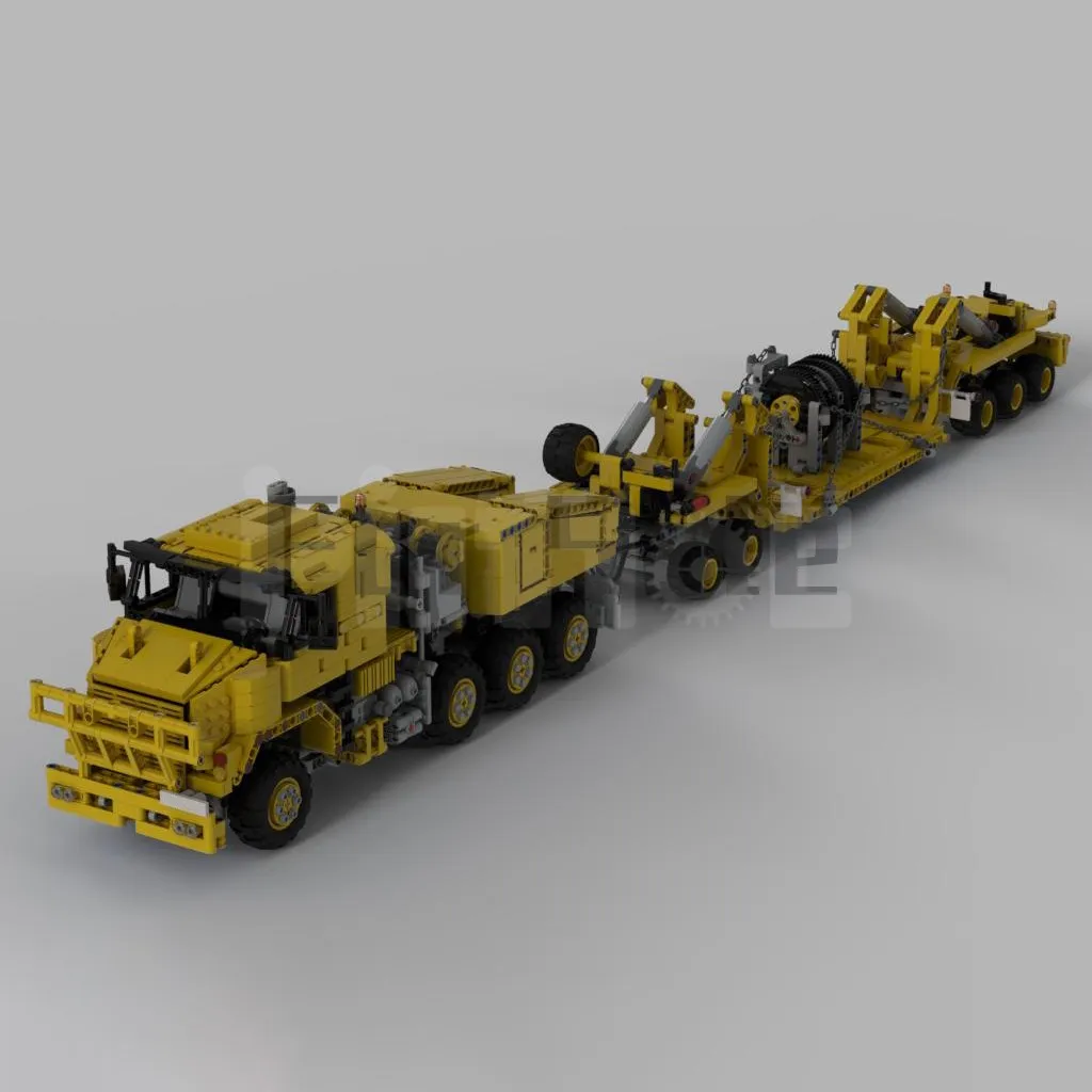 

MOC-34732 Oshkosh M1070 Civil-Version Tractor with Heavy Duty Trailer Building Block Model Spliced Electric Toy Puzzle Kids Gift