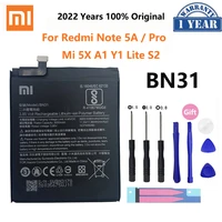 100 original phone battery for redmi note 5a prime s2 battery xiaomi mi 5x a1 mi5x bn31 replacement bateria 5a pro y1 mia1 s2