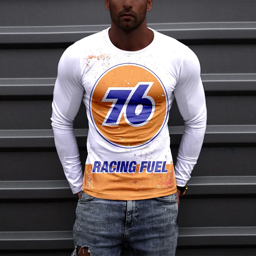 

2022 Men's T Shirts Oversized Loose Clothes Vintage Full Sleeve Fashion Spring Autumn 3D Print O Collared T-shirts Streetwear