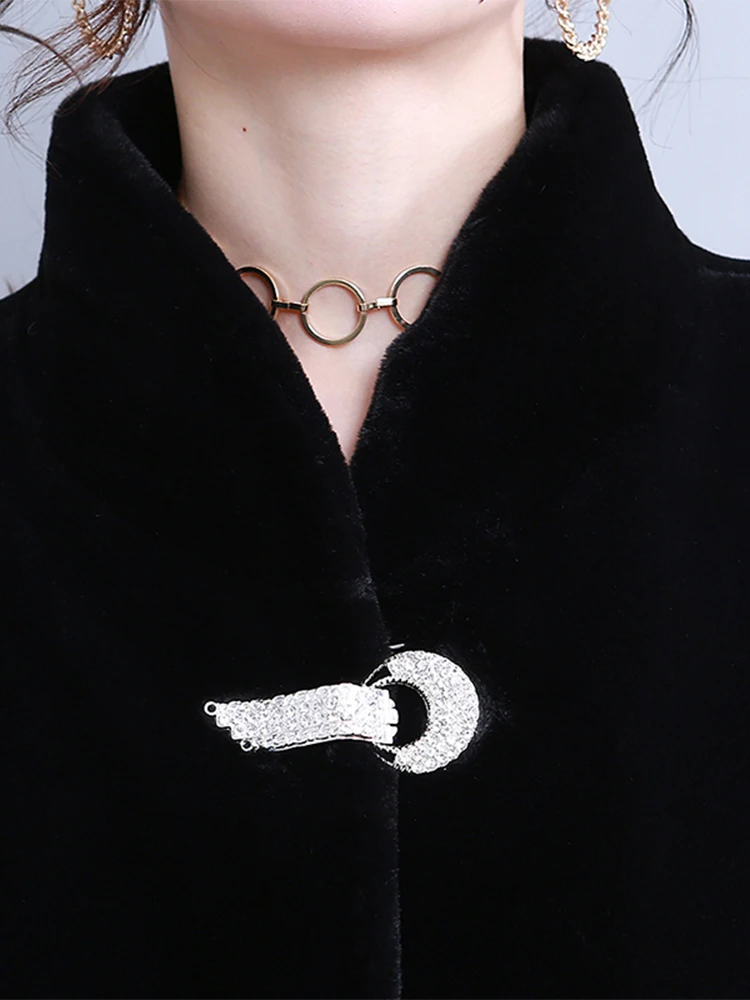 Nerazzurri Winter Fluffy Faux Fur Coat Women Colored Blue Black Gray Warm Furry Fake Rex Rabbit  Jacket Cocoon Korean Fashion